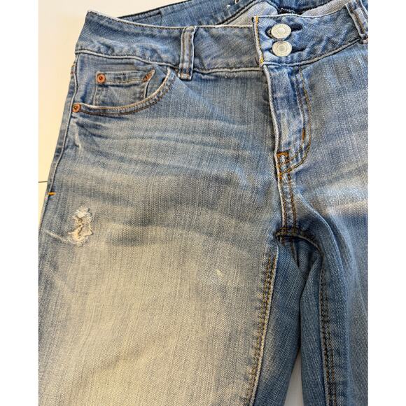 American Eagle Artist Distressed Denim Jeans Low Rise Size 10 Long Very Loved - Picture 4 of 10
